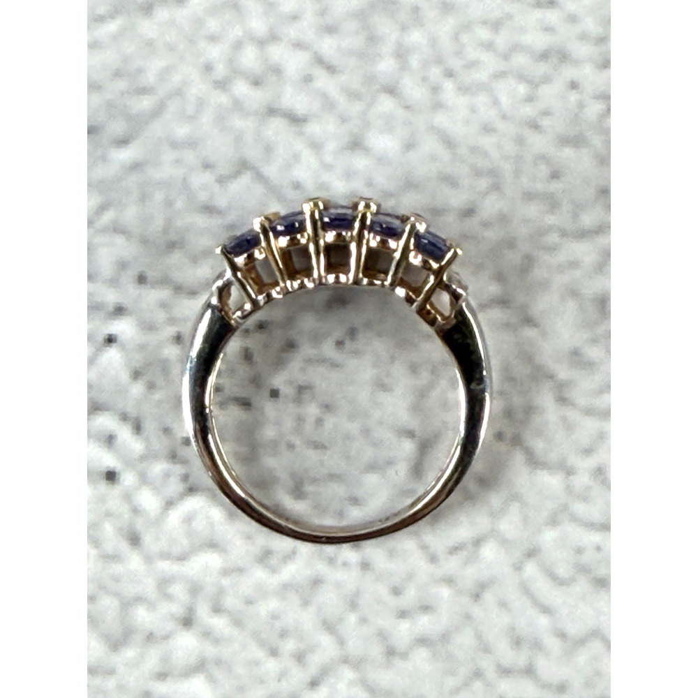 14k White Gold Purple Glass with Diamonds Ring size 5 - Picture 5 of 10